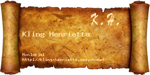 Kling Henrietta névjegykártya